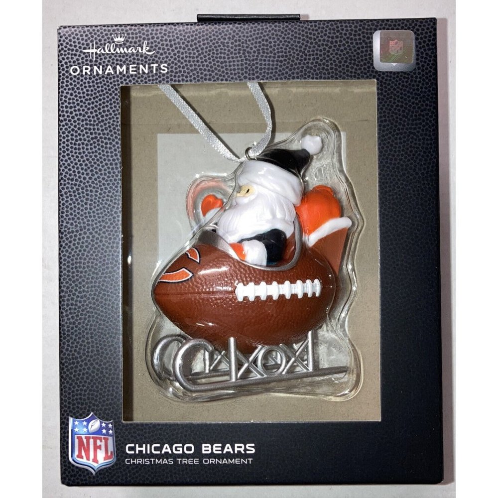 Hallmark Chicago Bears NFL Football Sleigh Black Box Xmas Ornament NIB